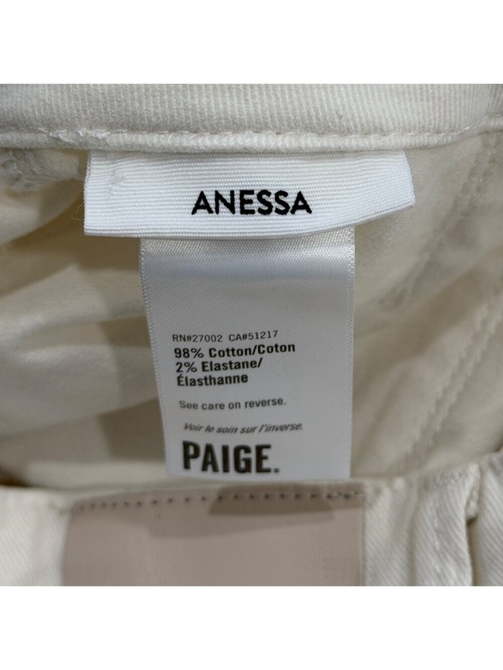 Paige Women Sz 25 Anessa Utility Jeans Cropped Ivory Ecru High-Rise Wide-Leg NEW - Picture 4 of 10